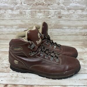 Timberland Vintage Brown Leather Waterproof Outdoor Hiking Boots Men's Size 12M